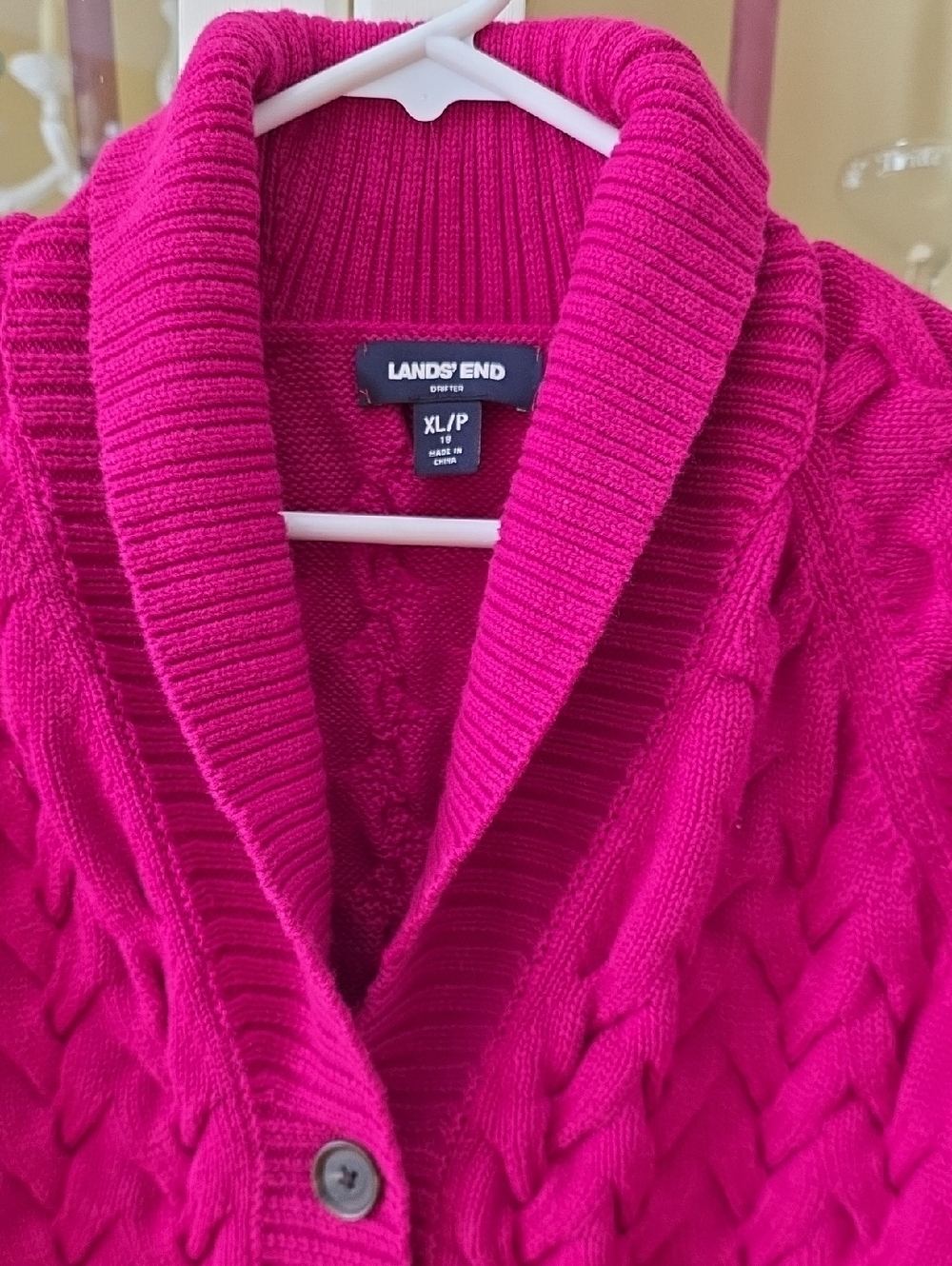 Lands' End Drifter Women's Shawl Collar Cable Knit Cardigan - Pink